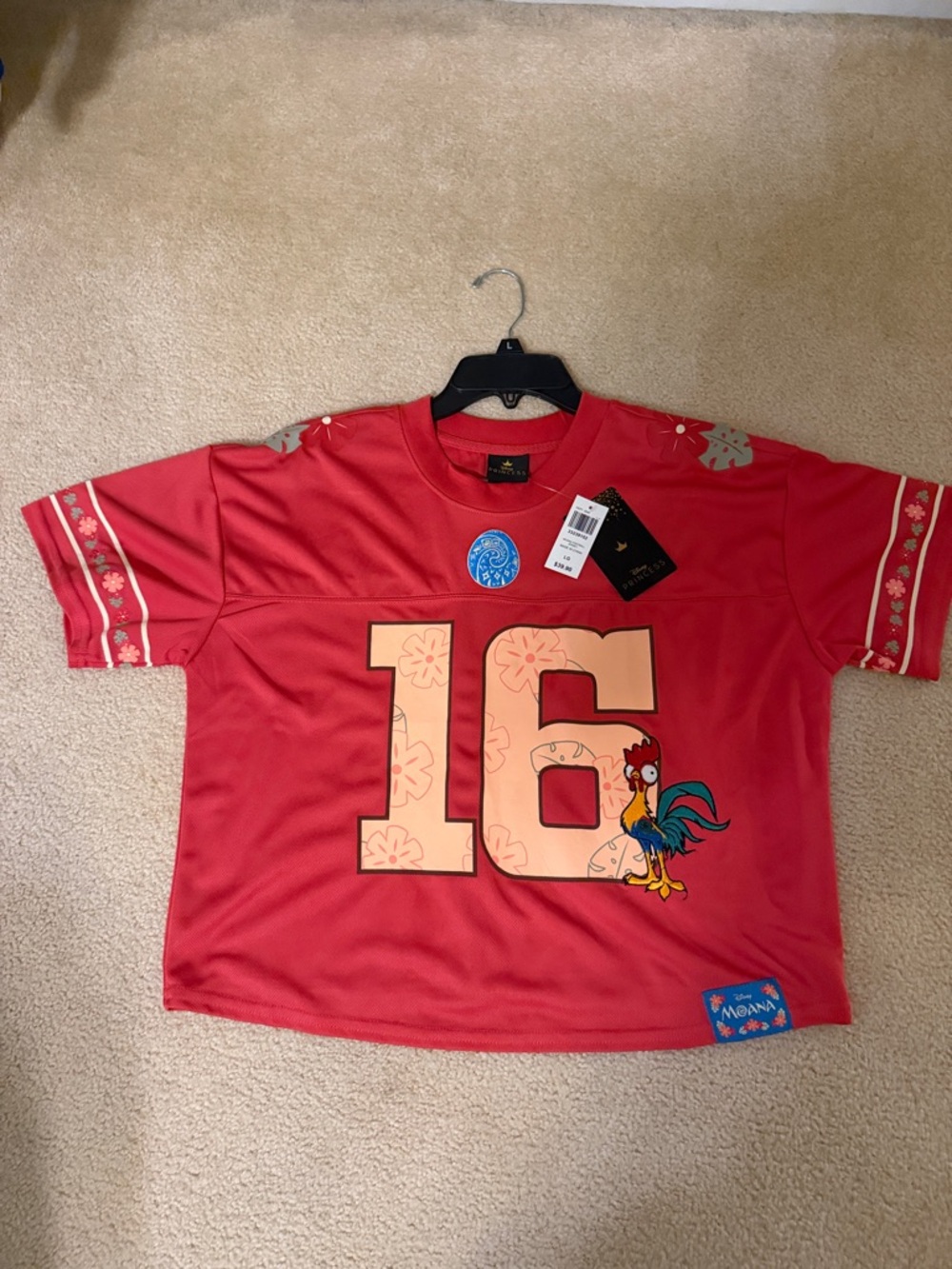 Disney Red Moana '16' Tee with Hei Hei Graphic